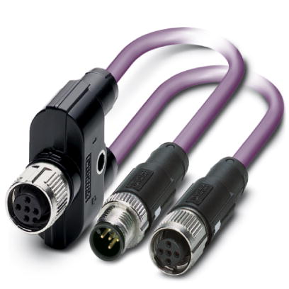SAC-5PY-F/2X 0,5-920-MS-FS    Bus system Y cable, DeviceNet/CANOpen, 5-pos., PUR halogen-free violet, shielded, straight M12 Y socket, on straight M12