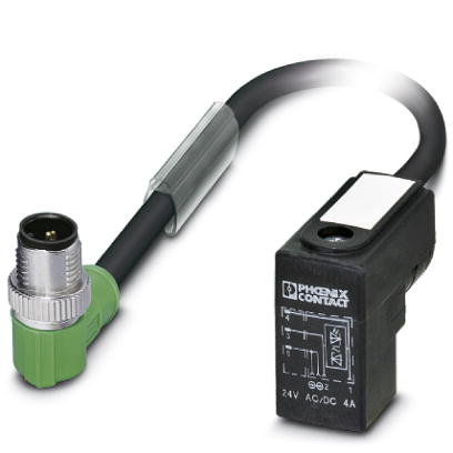SAC-3P-MR/ 0,3-PUR/CI-1L-Z SCO    Sensor/actuator cable, 3-pos, PUR halogen-free black, angled M12 SPEEDCON plug on valve connector type CI, with 1 LE