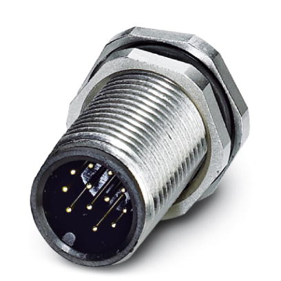 SACC-DSI-M12MS-12CON-M12    Sensor/actuator flush-type connector, 12-pos., M12, rear/screw mounting with M12 thread, with straight solder connection