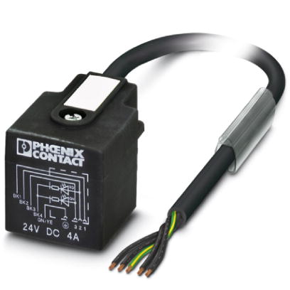 SAC-5P- 1,5-PUR/AD-2L    Sensor-/Aktor-Kabel, 5-polig, PUR halogenfrei schwarz, freies Leitungsende auf Ventilstecker Bauform A, fur Druckschalter, mi