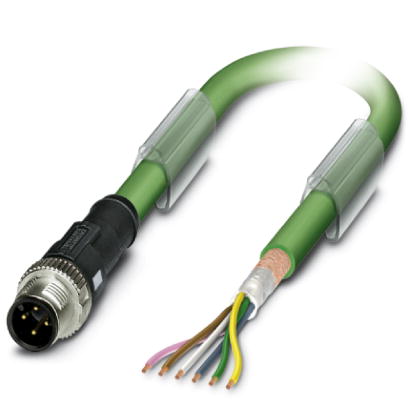 SAC-5P- 2,0-900/M12FSB    Bus system cable, INTERBUS, 5-pos., PUR green halogen-free, shielded, free conductor end B-coded on straight socket M12, len