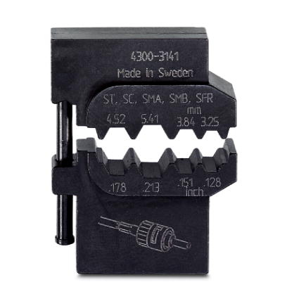 CRIMPFOX-M FO/DIE    Gesenk, fur Crimpfox-M, fur Koaxial-/Fiberoptik-Steckverbinder: ST/ SC/ SMA/ SMB/ SFR/ verpackt in einer anreihbaren Aufbewahrung