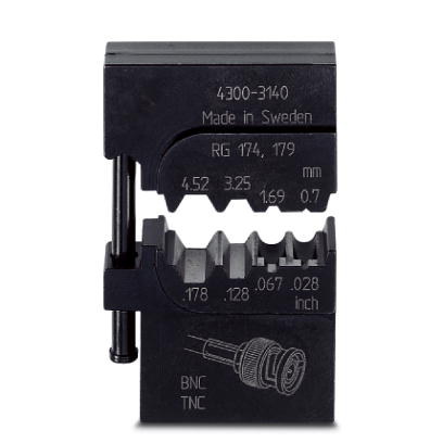 CRIMPFOX-M CX-1/DIE    Gesenk, fur Crimpfox-M, fur Koaxial-Steckverbinder: RG 174, RG 179 / BNC / TNC , verpackt in einer anreihbaren Aufbewahrungsbox