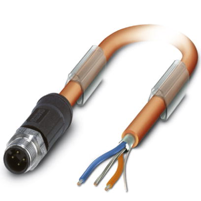 SAC-4P-M12MS/ 5,0-960 VA    Bus system cable, FOUNDATION Fieldbus?, 4 pos., PVC orange, shielded, straight M12 plug, on free conductor end, length: 5