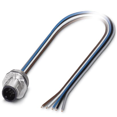 SACC-E-MS-5CON-M16/0,5 SCO    Sensor/Actuator flush-type plug, 5-pos., M12-SPEEDCON, A-coded, front/screw mounting with M16 thread, with 0.5 m TPE lit