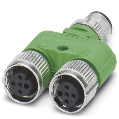 SAC-3P-Y/2XFS B PE SCO    Y-distributor, 3-pos. +PE, straight connector M12 SPEEDCON on 2 x straight socket M12 SPEEDCON, PIN 2+4, bridged
