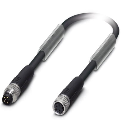 SAC-4P-M 8MS/ 0,13-950/M 8FS    Bus system cable, INTERBUS, 4 pos., PUR halogen-free black, shielded, straight M8 plug, on straight M8 socket, cable l