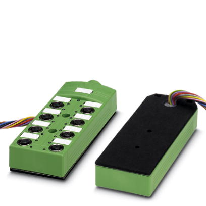 SACB-8/ 8-L-PUR SCO OTB 1,5M    Sensor/actuator box, with M12 metal thread and SPEEDCON quick locking, 8 slots, single-occupancy, with LEDs, rear side