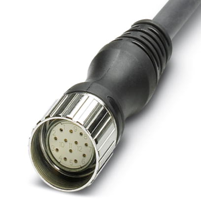 RCK-TGUM/BL12/15,0PUR-U    Socket M23, straight, 12-pos., with 15 m master cable