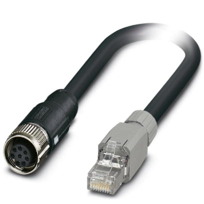 SAC-6P-M12FS/ 5,0-970/RJ45Q    Bus system cable, VARAN, 6-pos., TPE halogen-free black, shielded, straight M12 SPEEDCON connector on RJ45 connector, I