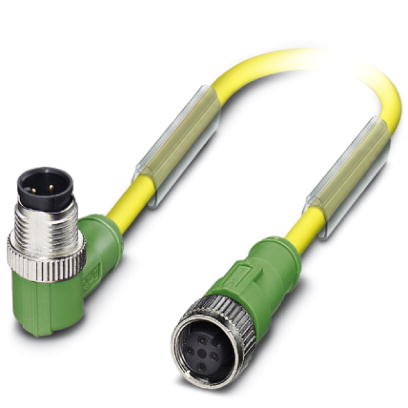 SAC-4P-M12MR/1,5-PUR/M12FS D    Sensor/actuator cable, angled plug M12 on straight socket M12, 4-pos., cable length: 1.5 m
