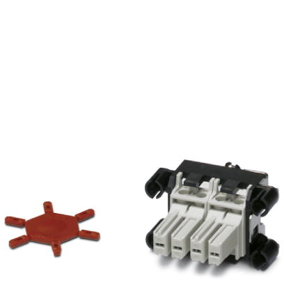 VC-TR1/2M-PEA-S22-SET    Contact insert set for sleeve side, sleeve frame with PE, 4 fixing screws, 2-pos. contact inserts preassembled, 6 coding prof