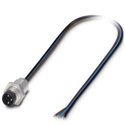 SACC-E-M 8MS-3CON-M8/0,5    Sensor/actuator flush-type plug, 3-pos., M8, front/screw mounting, with M8 thread, with 0.5 m TPE litz wire, 3 x 0.25 mm?