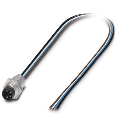 SACC-E-M 8MS-4CON-M8/0,5    Sensor/actuator flush-type plug, 4-pos., M8, front/screw mounting, with M8 thread, with 0.5 m TPE litz wire, 4 x 0.25 mm?