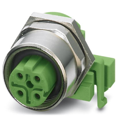 SACC-DSIV-M12FSD-4CON-L90    Bus system flush-type socket, ETHERNET, 4-pos., M12, shielded, D-coded, rear/screw mounting, with angled solder connectio