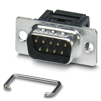 VS-09-ST-DSUB-FK    D-SUB contact insert, shell size 1, with nine signal contacts, contact type pin, flat-ribbon cable connection, angled, fixing with