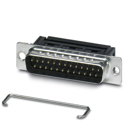 VS-25-ST-DSUB-FK    D-SUB contact insert, shell size 3, with 25 signal contacts, contact type pin, flat-ribbon cable connection, angled, fixing with a
