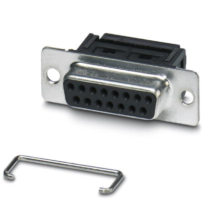 VS-15-BU-DSUB-FK    D-SUB contact insert, shell size 2, with 15 signal contacts, contact type socket, flat-ribbon cable connection, angled, fixing wit